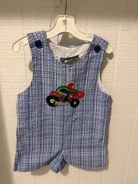 Vintage seersucker little toddler boys shortall, overall one piece! Like New 3T